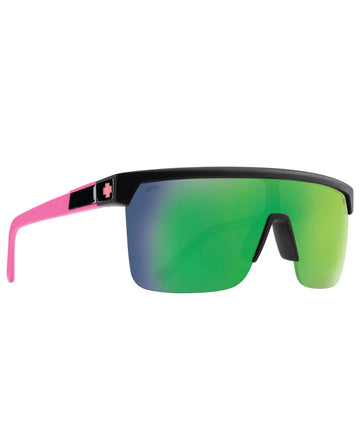 Spy Flynn 5050 Matte Black Matte Pink W/ Happy Grey Green Light Green Mirror Sunglasses